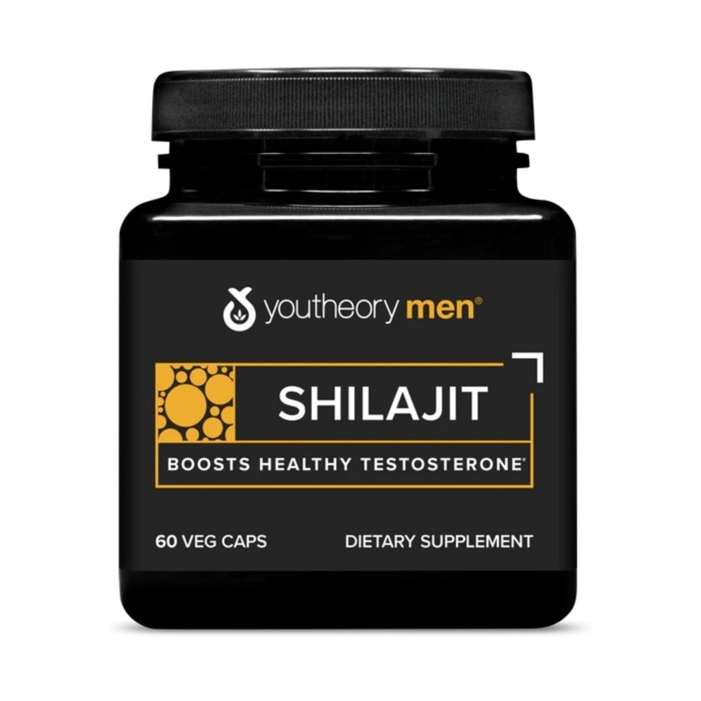 Youtheory Herren Shilajit - 250 mg Shilajit Kapseln - Energieergänzung - Unterstützt Stamina & Endurance* - Gluten, Dairy & Soy Free - 60 Veg Kapseln