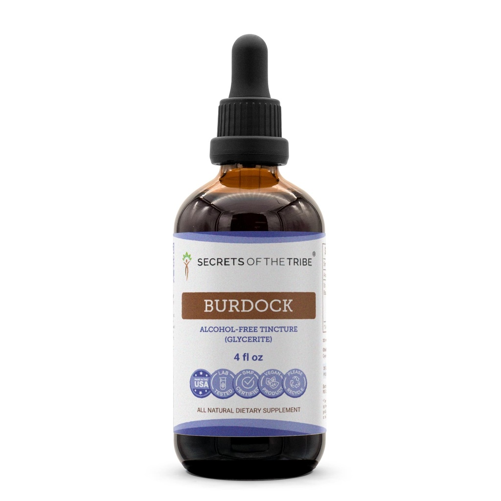 Geheimnisse des Tribe Burdock Tincture Alcohol-Free Liquid Extract, Burdock (Arctium Lappa) Getrocknet Root 4 FL OZ