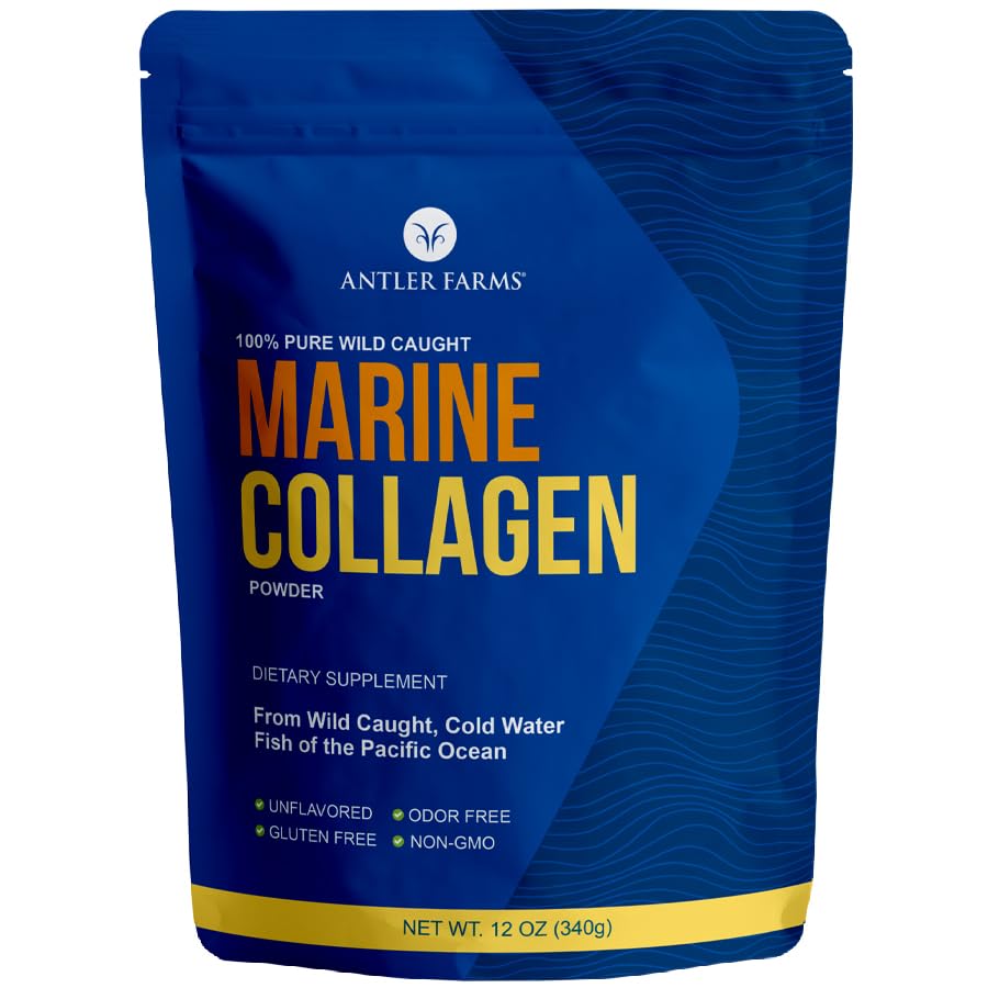 Geweihfarmen - 100% reines, sauberes marines Kollagenpulver von Wild Caught Pacific Snapper, 12 oz – löslich in heißen oder kalten Flüssigkeiten, hochverfügbar, schnelle Absorption, kein Geschmack oder Smell