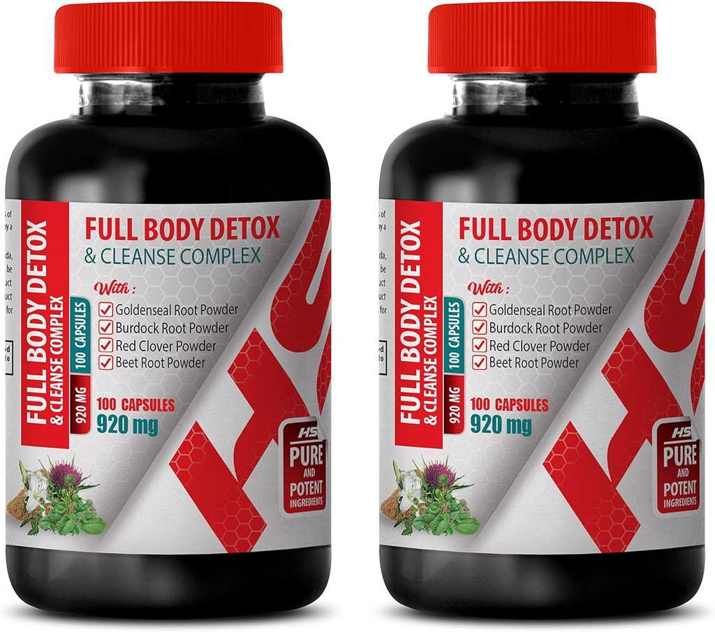 Herren Detox Cleanser - Full Body Detox und Cleanse Complex 920 MG - Milchdistel - 2 Flaschen 200 Kapseln