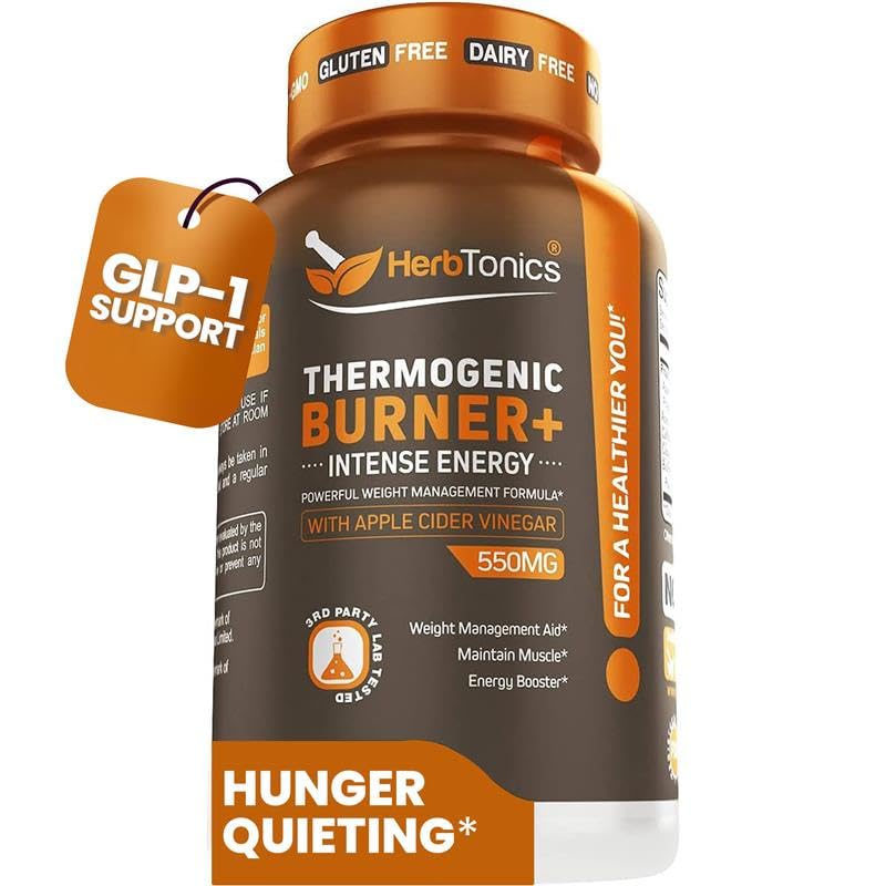 Herbtonics Thermogenic Burner + Apple Cider Essig – Weight Management Supplement für Damen und Herren, unterstützt Appetitmanagement, Stoffwechsel & Energie, 60 vegetarische Kapseln