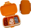 Travel Pill Organizer - Durable, wasserdicht Pille Fall Reisegröße mit 3 Komponenten - Kompakte Pille Reisetasche für Vitamine, Nahrungsergänzungsmittel, Medizin - Reise Pille Container für Geldbeutel (Orange)