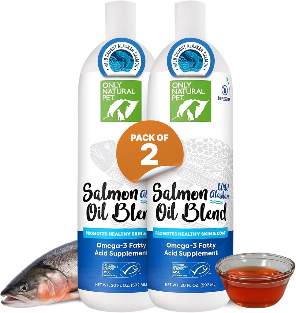 Nur natürliches Tier Wild Alaskan Lachsöl für Hunde & Katzen - Omega 3 & 6 Beilage für Haustiere - EPA & DHA Fischöle, All Natural Joint Support, Fördern Sie gesunde Haut, Mantel &amp; Herz - 20 Fl Oz (Pack von 2)