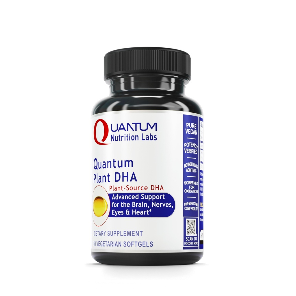 Quantum Nutrition Labs Plant DHA - Non-GMO Vegan DHA mit Omega 3 Fettsäuren, Algenbasierte DHA für Damen und Herren, natürliche DHA Ergänzung Geeignet für Vegans- 60 Vegetarische Softgel Kapseln