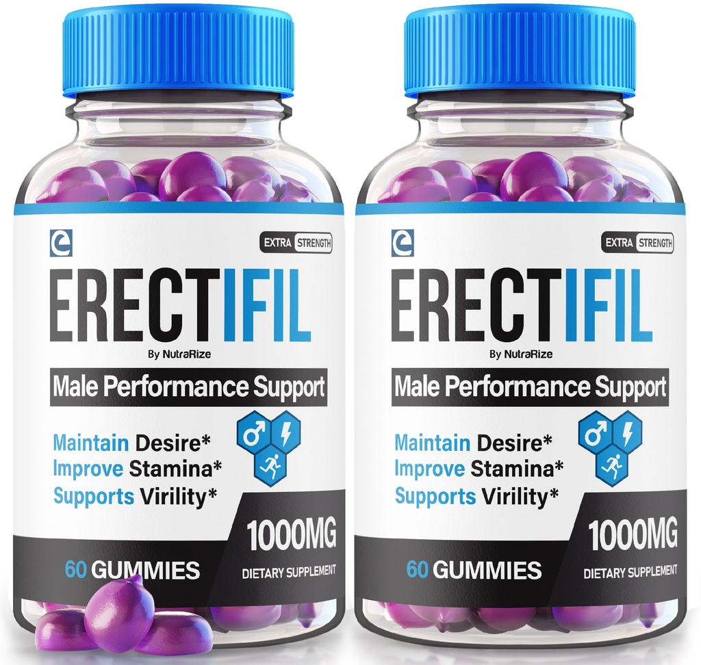 (2 Pack) Erectifil Gummies, Erectifil 1000 MG Gummies, All-Natural Formula Support für Herren, Premium Male Supplement für Gesamtgesundheit und Spitzenleistung, Erec tifil Gomitas Bewertungen (120 Gummi)