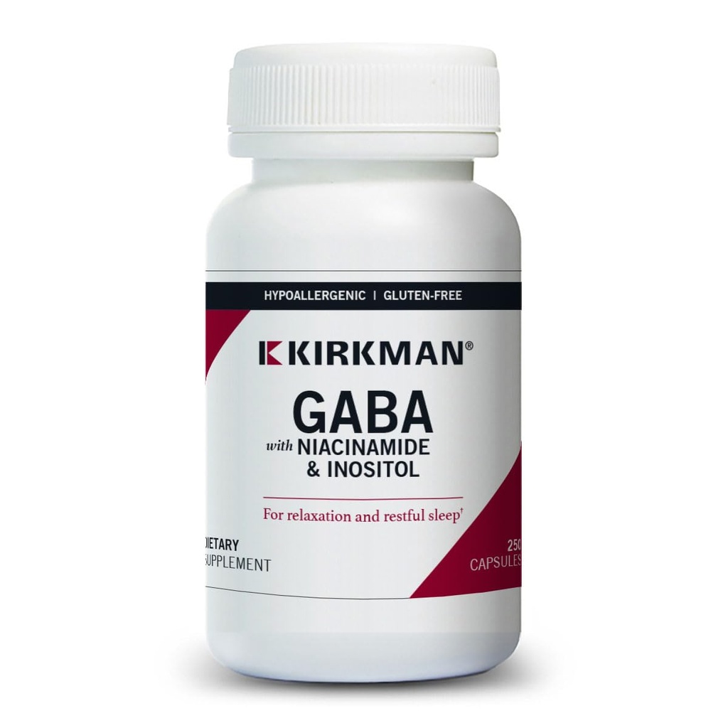 Kirkman - GABA mit Niacinamid & Inositol - 250 Kapseln - Unterstützt Entspannung - Unterstützt Resten Schlaf - Allergiker