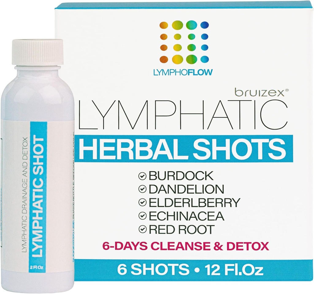 Lymphatic Drainage Shots, Drink Supplment for Full Body Lymphatic Cleanse & Detox, Support Lymphedema, Lipedema, & Liposuction Recovery, Post Massage & Manual Drainage, 12 Oz Each (6-Pack)
