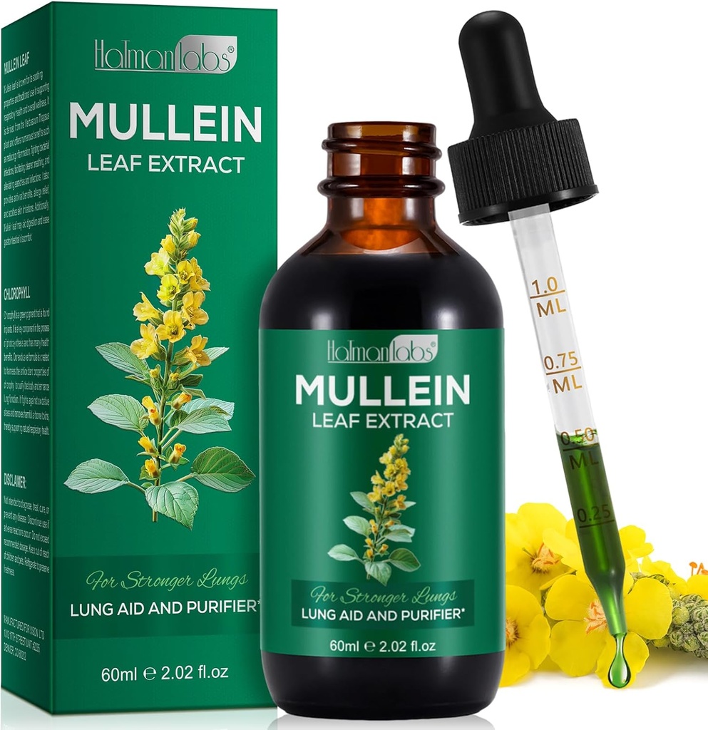 Mullein Blatt Extrakt Mullein Blatt Extrakt für Lungs Mullein Tropfen Mullein Leaf Lung Cleanse Supplement 2.02 Fl.Oz