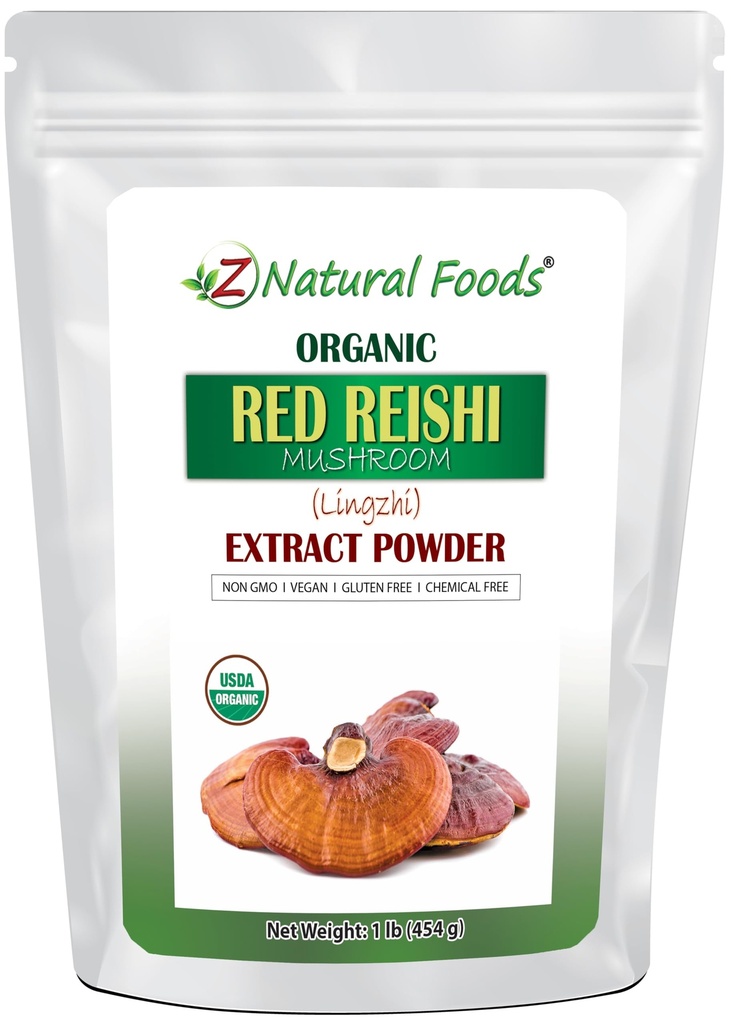 Z Natural Foods Bio Reishi Pilz-Extrakt-Pulver - Gewicht 1 lb - Konzentrierter Premium-Extrakt für die Unterstützung Immungesundheit, Energize Ihren Morgen durch Hinzufügen zu Kaffee und Tee
