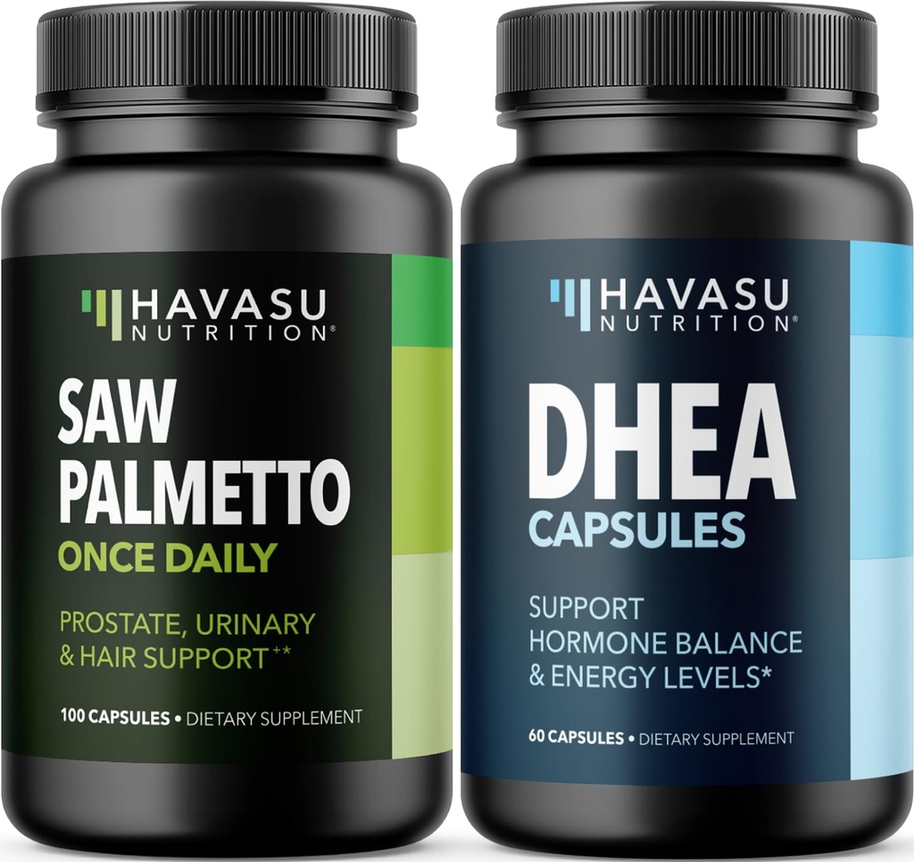 HAVASU NUTRITION DHEA 50mg Ergänzung (60 Servierungen) & Saw Palmetto Kapseln (100 Servierungen)