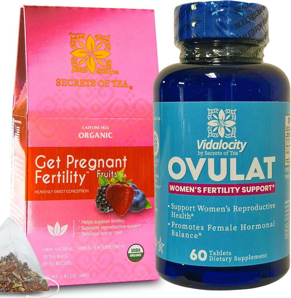 Secrets Of Tea Fertility Bundle - Fruchtbarkeit Tee und Fruchtbarkeit Ergänzungen für Frauen, Pränatale Vitamine mit Inositol, Vitex und Folate helfen Hormon Balance für Frauen zu unterstützen