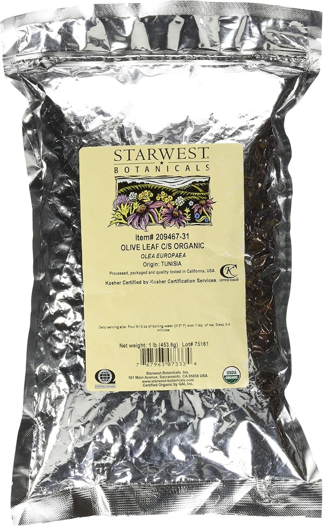 Starwest Botanicals Olivenblatt Schnitt und gesäumt, 1 Pfund