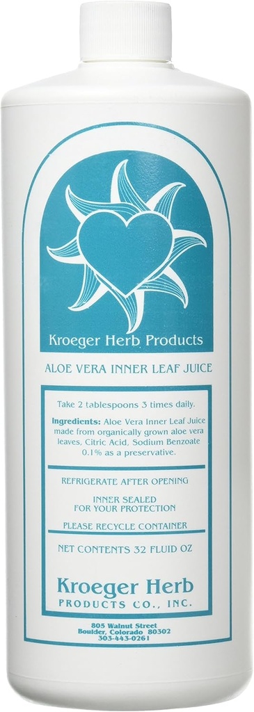 Kroeger Kräuter Aloe Vera Gel, Innere Blatt, 32 Unze
