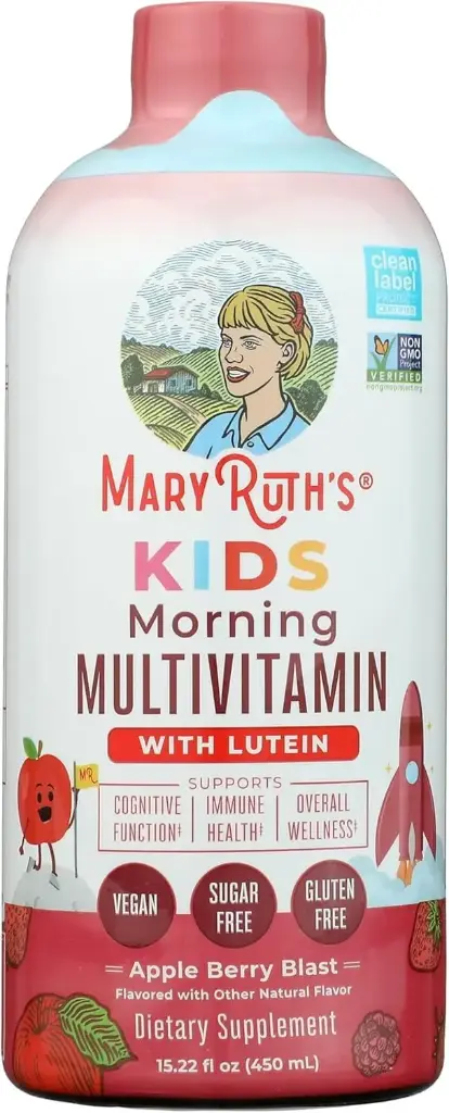 MaryRuth Organics Kids Liquid Morning Multivitamin für Kinder | Immun Support Supplement | Vitamin C und D | Essential Nährstoffe | Vegan | 15.22 fl oz