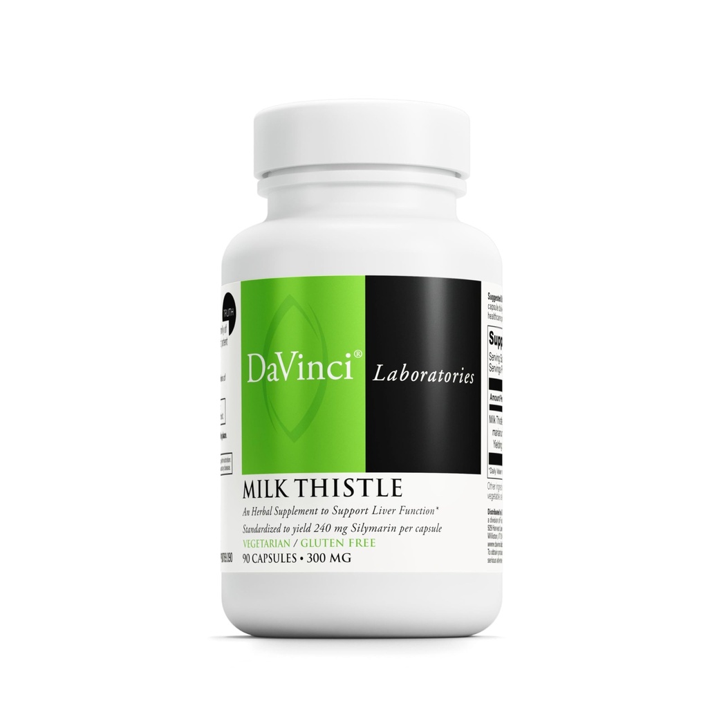 DAVINCI Labs Milchdistel - Nahrungsergänzungsmittel zur Unterstützung der Leberentgiftung und Funktion, Nierengesundheit und gesunde Verdauung* - mit Milchdistel und mehr - Glutenfrei - 90 vegetarische Kapseln