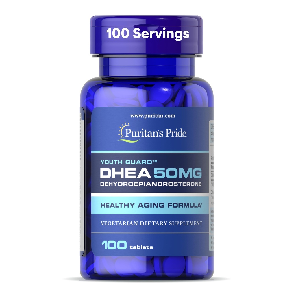Puritan's Pride Youth GuardTM DHEA für Frauen und Männer 50mg, Nahrungsergänzungsmittel für gesundes Altern, 3 Monate Versorgung, 100 Tabletten