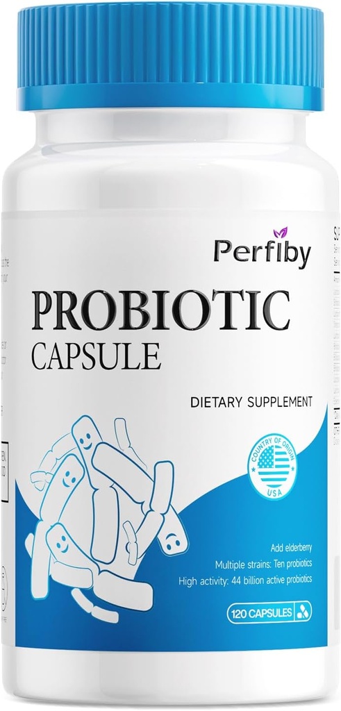 Probiotika mit Elderbeere für Verdauungs- und Immungesundheit unterstützt kirchliche Verstopfung, Durchfall, Gas & Bloating, 120 Kapseln, 60-Tage-Versorgung