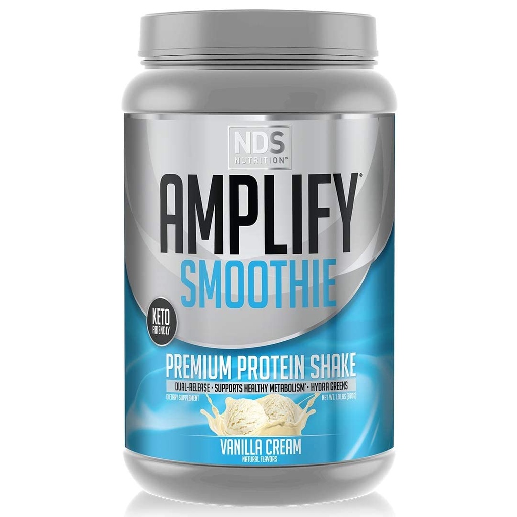 AMPLIFY NDS Nutrition Smoothie Premium Whey Protein Pulver Shake mit hinzugefügten Grünen und Aminosäuren - Lean Muscle, Gain Strength, Lasting Energy, and Lose Fat - Vanilla (30 Portionen)