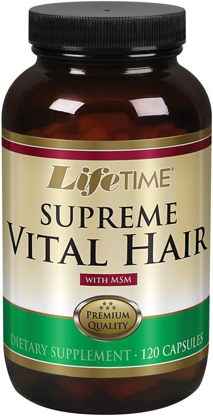 LIFETIME Supreme Vital Hair | Unterstützt gesundes Haar, Nägel & Haut | Biotin, MSM, Vitamine B, C, & A, Zink, Pferdeschwanz & More | 120 Kapsel, 30 Servieren
