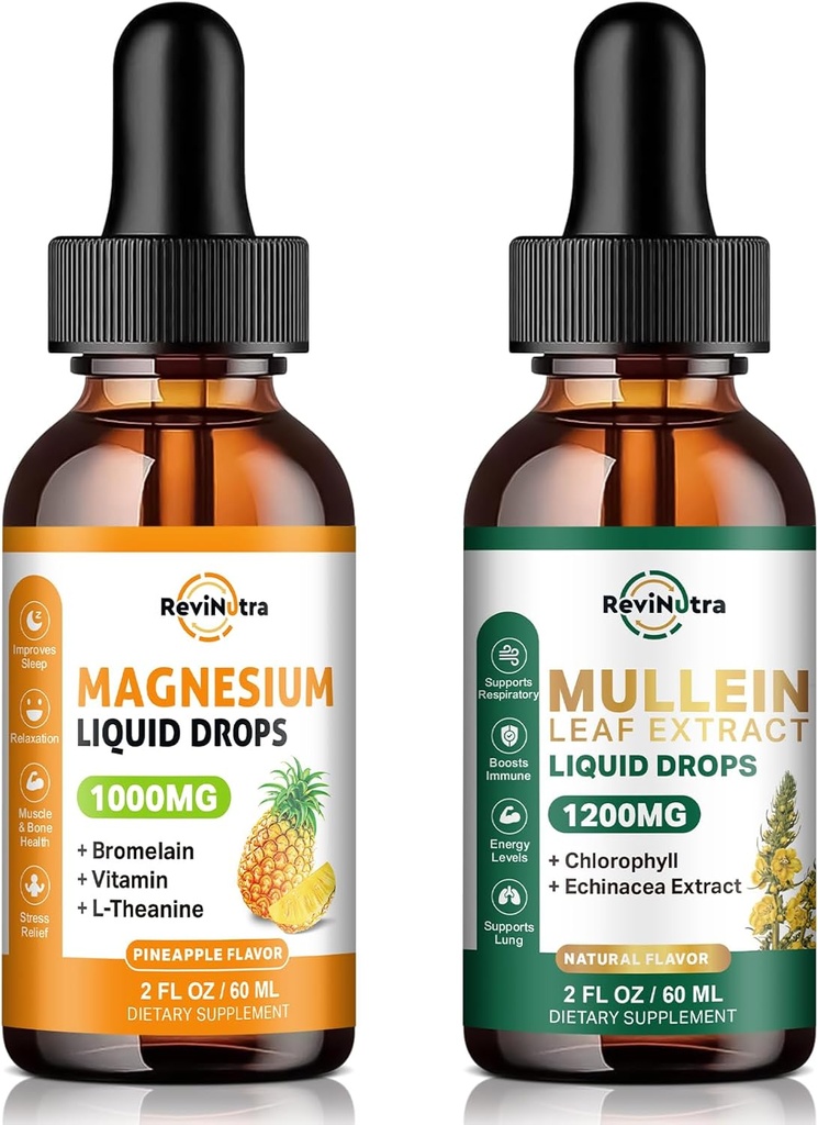 Flüssige Magnesiumergänzung & Mullein Tropfen für Lunge