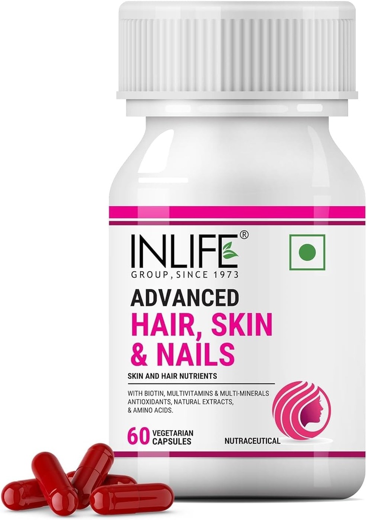 Biotin Advanced Hair Skin & Nails Supplement mit Multivitamin Minerals Aminosäuren für Haarpflege - 60 Vegetarische Kapseln