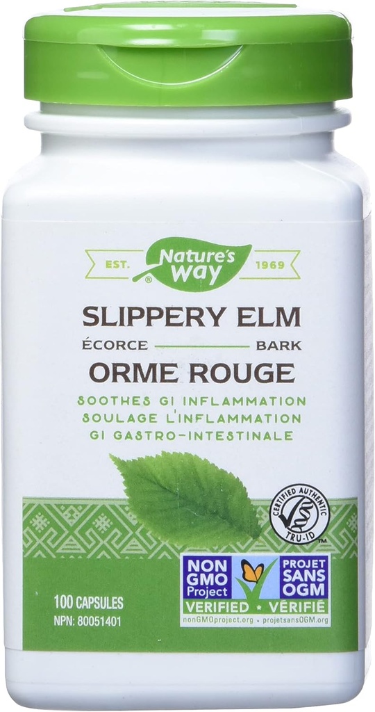 Nature's Way Slippery Elm Bark, Beruhigt Gastrointestinal Entzündung, 100 Vegetarische Kapseln (2 Packung)