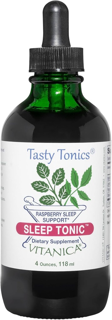 Vitanica Sleep Tonic, Natural Liquid Sleep Aid Supplement, Dr. Formuliert, Entspannung und Beruhigung Unterstützung für Erwachsene, Stress Relief, Valerian Root, Lemon Balm, Passion Flower, Vegan, 4 Unze