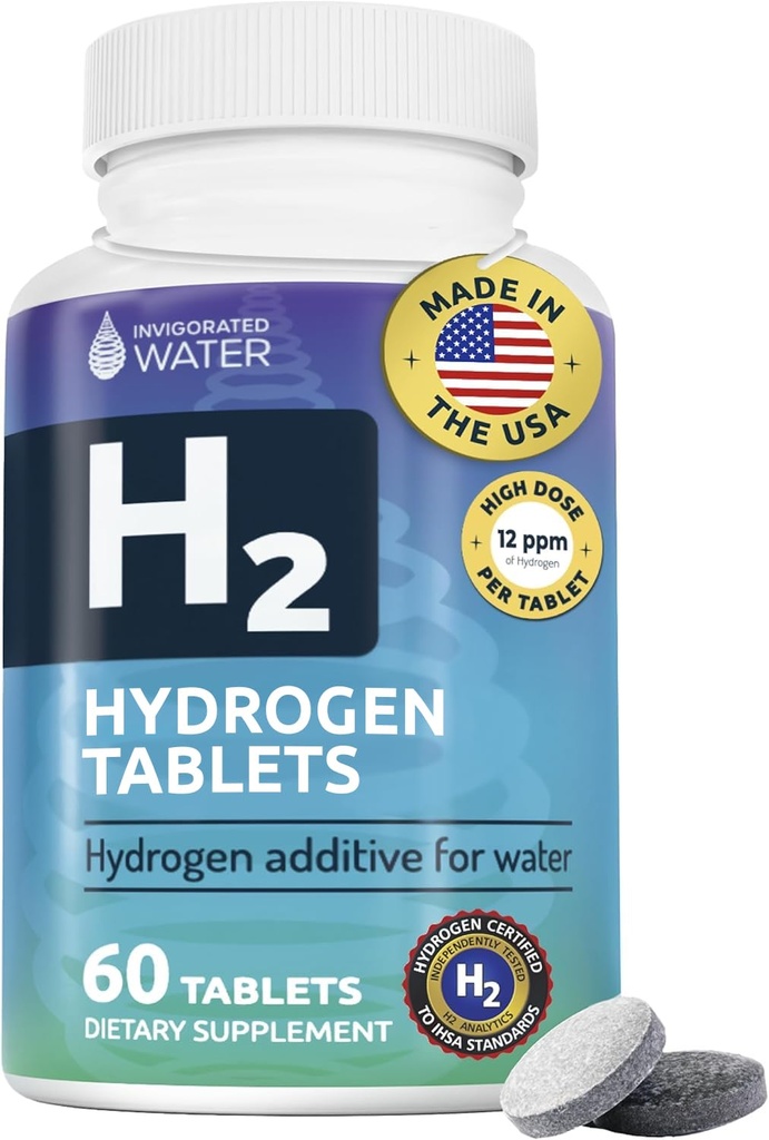 Belebte Wasser-Wasser-Tabletten mit Magnesium, H2 Ergänzungen Unterstützung Normale Energie, Gehirn, Kognitive Gesundheit, Non-GMO & Gluten Free - 60 Servierungen
