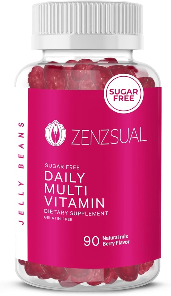 ZENZSUAL Daily Multivitamin Jellybeans - Kaubar, Sugar-Free und Vegetarisch-Friendly Dietary Supplement- Immununterstützung, Wellness Delight, Gelatin-Free (90 Natural Mix Berry-Flavored)
