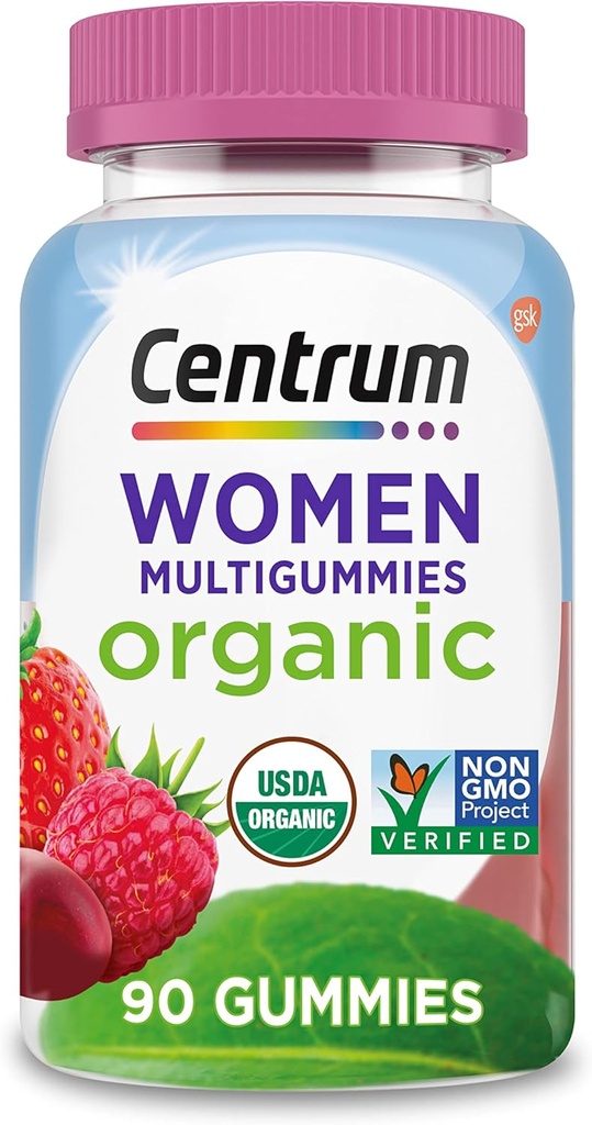 Centrum Women's Organic Multigummies Women's Multivitamin Gummies Organic Multivitamin for Women with Essential Nutrients for Immune Support, Metabolism, and Hair Skin and Nails Vitamins - 90 Ct