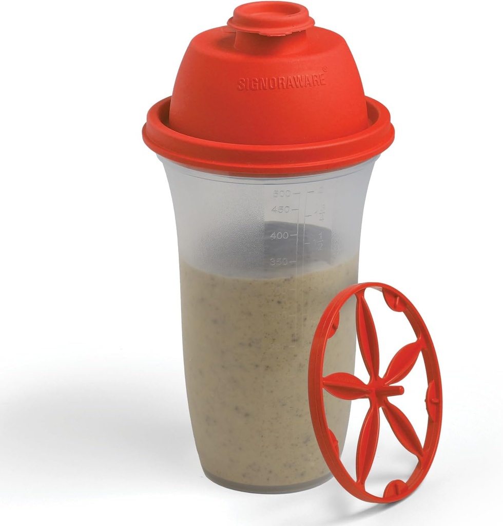 SIGNORA WARE Shaker Bottles | 17-Ounce Plastic Protein Shake Bottle for Meal Replacement Shakes & Smoothies, Beverages, Mixing Salad Dressing & Sauces, Margarita, & More