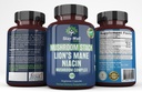 Lion Mane Mushroom Supplement Kapseln mit Niacin | Pilz Complex Kapseln, mit Türkei Tail Pilze, Chaga Pilze und Reishi Pilz Extrakt, Pilz Ergänzung Kapseln