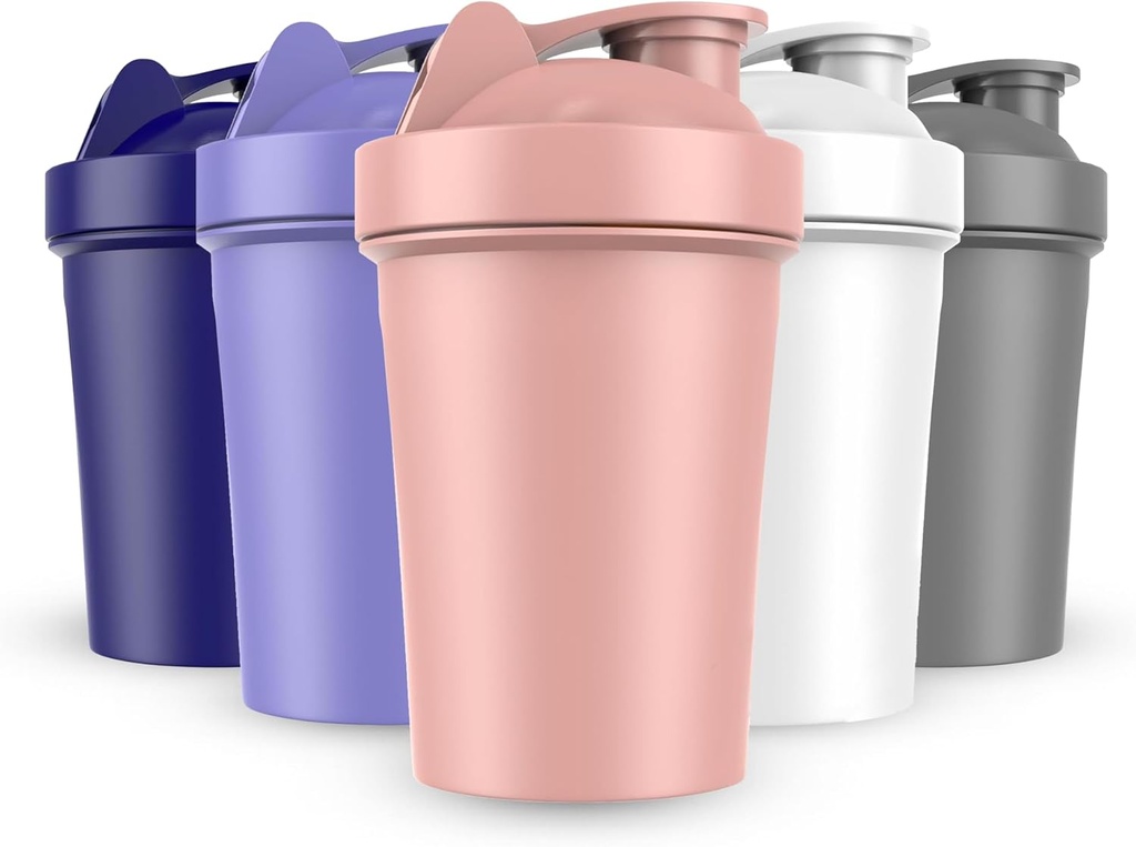 JEELA SPORTS 5 PACK Protein Shaker Flaschen für Proteinmischungen -20 OZ- Geschirrspüler Safe Shaker Cups für Protein Shakes - Shaker Cup für Blender Protein Shaker Bottle für Shakes Protein Shake Blender