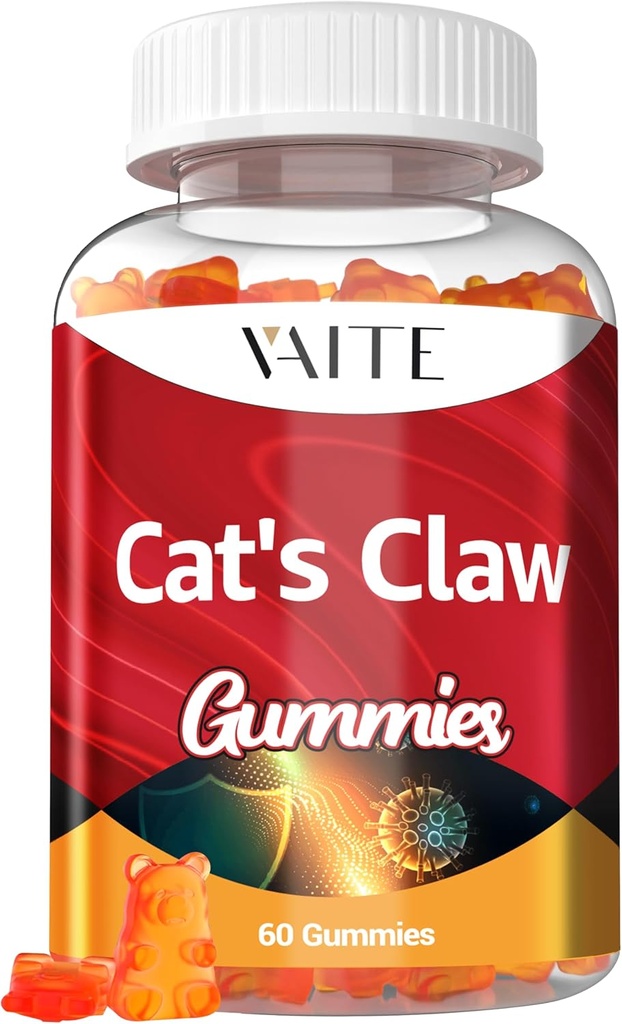 Katzen Krallen Kräuterzusätze 1000mg Gummi - Uncaria Tomentosa Extrakt, Vegan Immununterstützung, Gelenke Gesundheit, Entzündungsausgleich, Gesamt Wellness, Zuckerfrei, Glutenfrei, 60 Kaubare