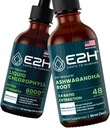 E2H: Flüssiger Chlorophyll und Ashwagandha Flüssigkeitstropfen | Vegan, Non-GMO - 2 Fl Oz Jeder (4 Fl Oz Gesamt) - Bundle