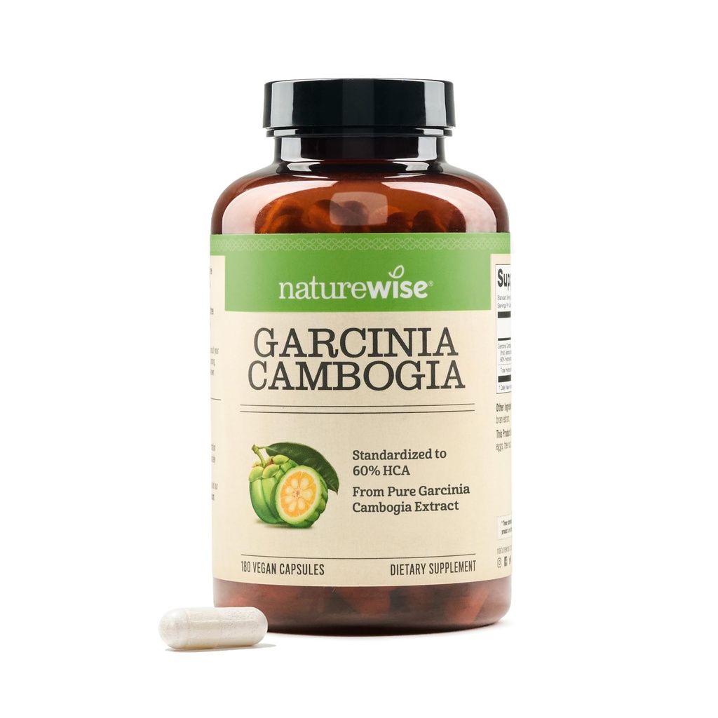 Naturgemäß Garcinia Cambogia - 60% HCA Konzentration Extrakt, natürliche Unterstützung für Gewicht Ziele und Energie Levels - Vegan, Non-GMO, Glutenfrei - 180 Kapseln[2-6 Monate Versorgung]