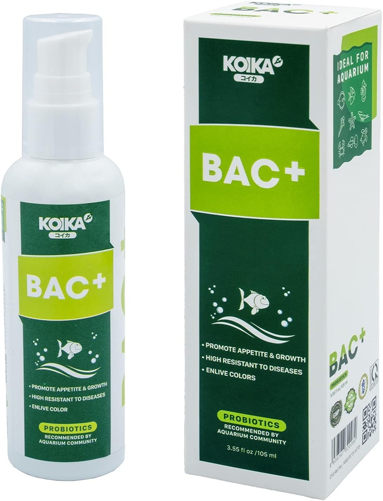 KOIKA BAC+ Aquarium Probiotika, Immunität Boosting, Krankheitsbeständigkeit & Verbesserung des Verdauungssystems (BAC+,105ml)
