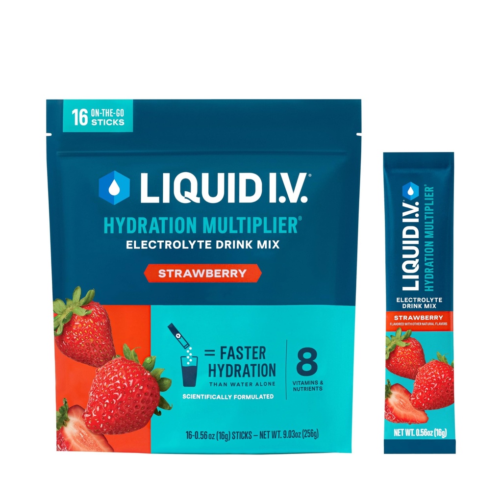 Liquid I.V.® Hydration Multiplier - Erdbeere | Elektrolytpulver-Getränkmischung | 1 Packung (16 Servierungen)
