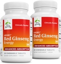 Terry Naturally HRG80 Red Ginseng Energy - Support Gesunde Energie & Fokus - Kräuterergänzung mit koreanischen Rot Ginseng Wurzelpulver - Tabletten zur Unterstützung gesunder Ausdauer - 30 Kautabletten (Pack von 2)