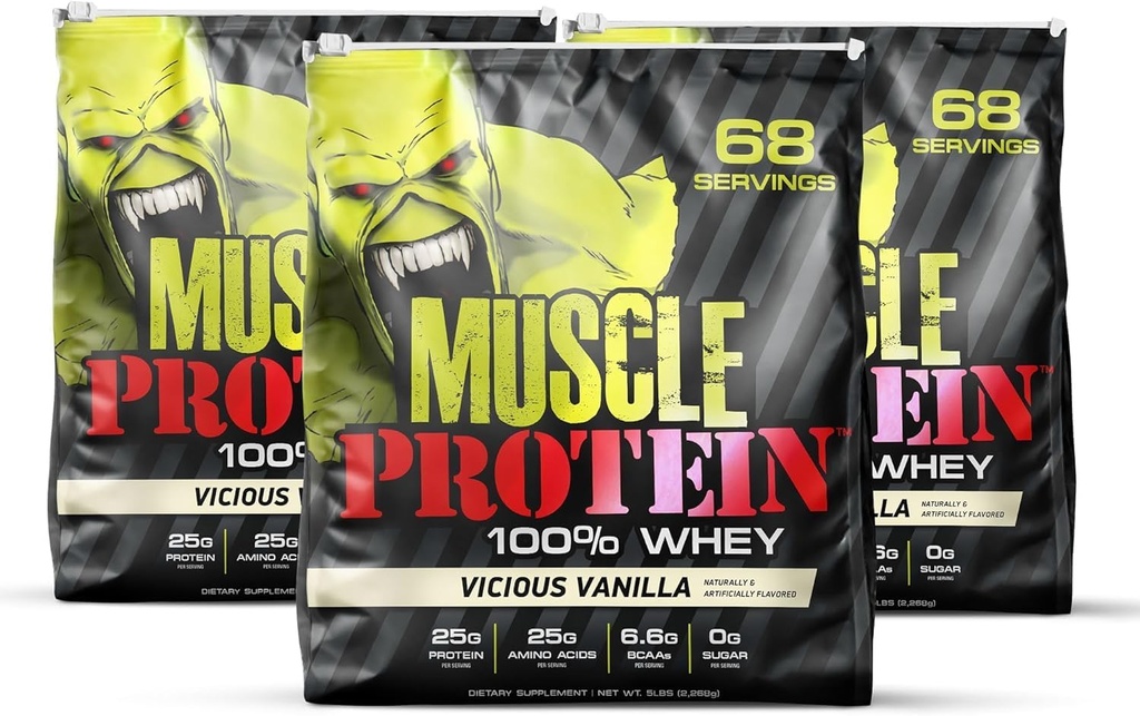COLOSSAL LABS Muscle Whey Protein Flavored Protein Powder, 25.000mg Aminosäuren/Serving, kalt gefiltert(Packaging May Vary) (15 Pound (Pack of 3), Vanilla)