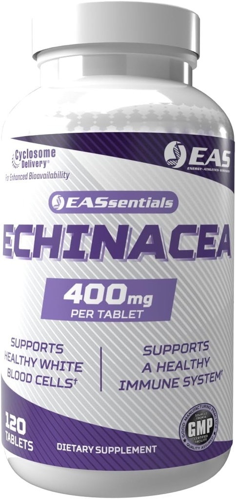 EAS Experimental- und Angewandte Wissenschaften Echinacea 400mg | Tri Blend Formulierung | Immun- & Respiratorische Unterstützung | Glutenfrei, Non GMO | Bessere Absorption mit Cyclosome Delivery | 120 Tabletten