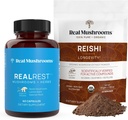 Reale Pilze RealRest (60ct) Kapseln und Reishi Pilzpulver (45 Portionen) Bundle - Pilzergänzung für Langlebigkeit, Tägliche Immununterstützung, verbessert Schlaf und Entspannung - Vegan, Non-GMO