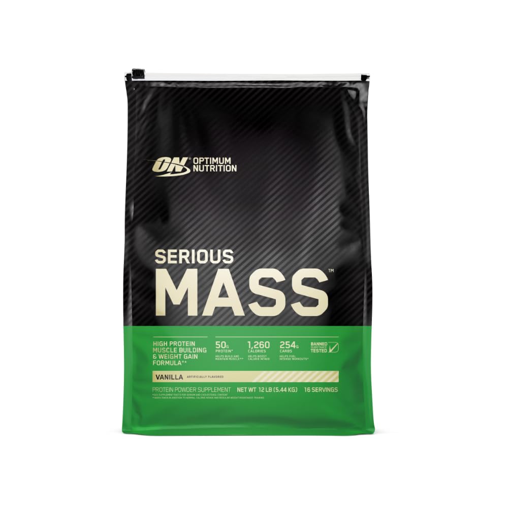 Optimum Nutrition Serious Maß Weight Gainer Protein Powder, Vitamin C und Zink für Immununterstützung, Vanille, 12 Pfund (Packaging May Vary)