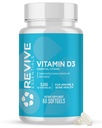 Revive MD Vitamin D3 Supplement, 5000 IU - Hohe Potenz Cholecalciferol für Immununterstützung, Kalziumabsorption, Knochen & Muskelgesundheit - Nicht-GMO-Diätsergänzung mit keinen Füllstoffen - 60 Softgels