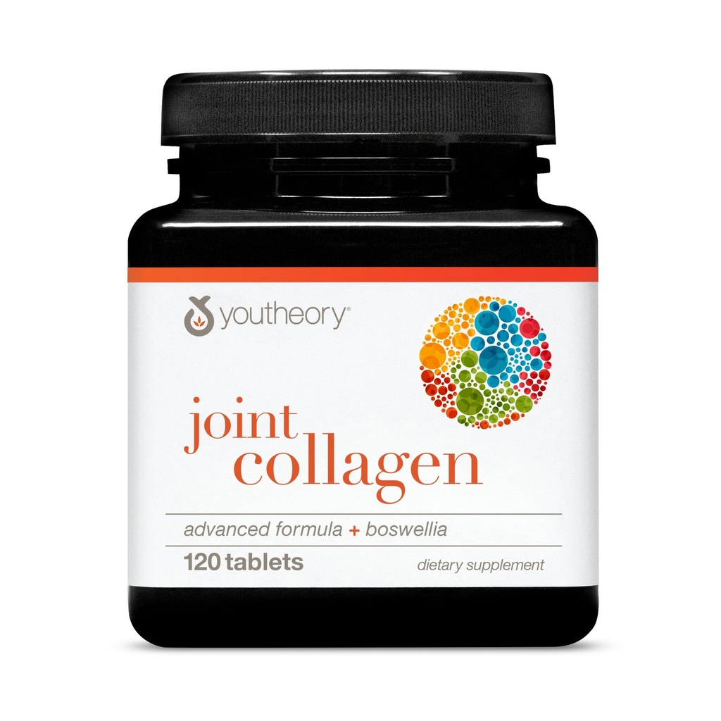 Youtheory Joint Collagen Advanced - Haar, Nagel, Knochen, Muskel & Gelenkunterstützung* - Kollagen für Frauen & Männer - mit 18 Aminosäuren, Boswellia Extract, Turmeric & Quercetin - 120 Tabletten (60-Day Supply)