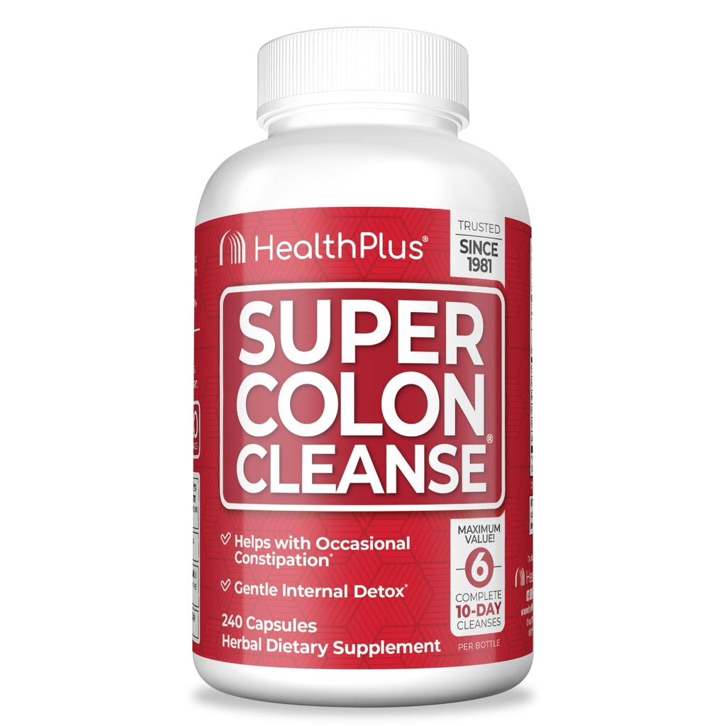Health Plus Super Colon Cleanse 60 Tage Lieferung von Gentle Gut Cleanse Detox, Psyllium Husk, Probiotics for Constipation Relief & Digestive Support, 240 Kapseln