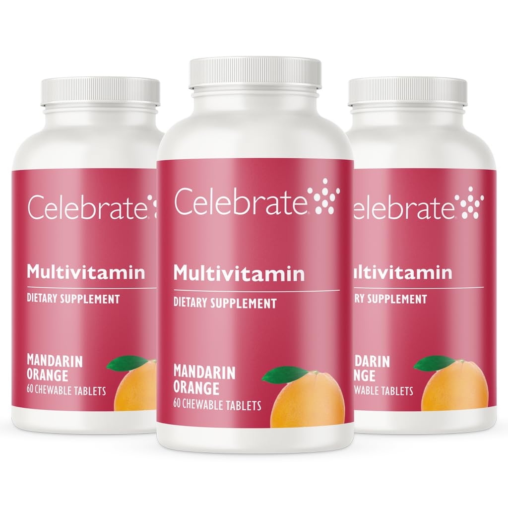 Celebrate Vitamine Bariatric Multivitamin Chewable, Iron Free - Post Magen Bypass &amp; Sleeve Gastrectomy Supplement für Männer & Frauen - Essential Minerals & Vitamin A, B, D & E - Orange (180 Tabletten)