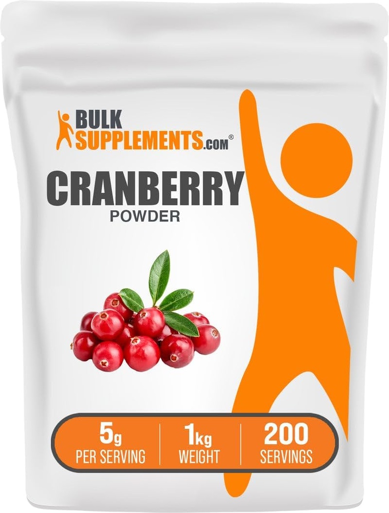 BulkSupplements.com Cranberry Powder - Cranberry Supplements für Damen und Herren, Air Dried Cranberries - Unsweetened & Gluten Free, 5g pro Servierung, 1kg (2.2 lbs) (Pack von 1)