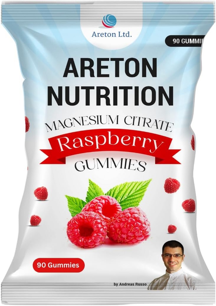 Hohe Absorption Raspberry Magnesium Gummies - 90 Count - Unterstützt Muskel- und Knochengesundheit, Stressentlastung, ruhige Stimmung