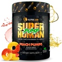 ALPHA LION Superhuman Pump Pre Workout Powder, Nootropic Caffeine & Stim Free Preworkout Supplement, Nitric Oxide Booster, Muscle Gainer, Energy & Focus (42 Portionen, Peach Pumps Flavor)